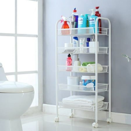 - Zimtown 5 Tier Shelving Rack Shelf Rolling Kitchen Pantry Storage Utility Trolley Cart