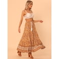 thumbnail image 4 of Falda floral Allegra K Boho Borlas Cintura elástica Casual Maxi Naranja XS, 4 of 5