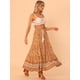 thumbnail image 4 of Falda floral para mujer Boho Borlas Cintura elástica Casual Maxi Faldas Naranja S, 4 of 5