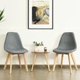 thumbnail image 2 of Costway Set of 2 Dining Chair Fabric Cushion Seat Modern Mid Century W/Wood Legs Grey, 2 of 9