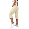 thumbnail image 7 of Lumtrix Cargo Capris For Women Summer Dressy Casual Loose Capri Pants With Pockets High Waisted Work Button Cropped Pant Beige M, 7 of 7