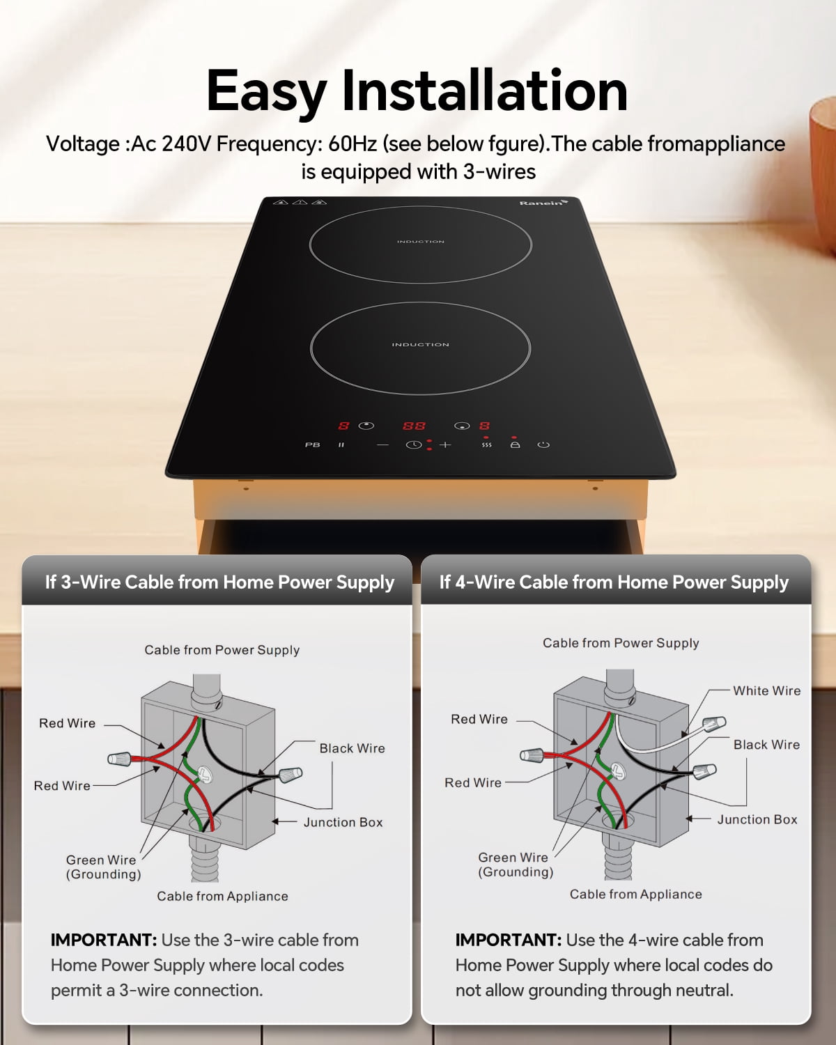 Induction Cooktop 12 Inch, Build-in 2 Burners Electric Stove Top, 9 Power Settings, Max 1800W, Sensor-Control Induction Hob with Multiple Safety Protections, Compatible with Magnetic Cookers