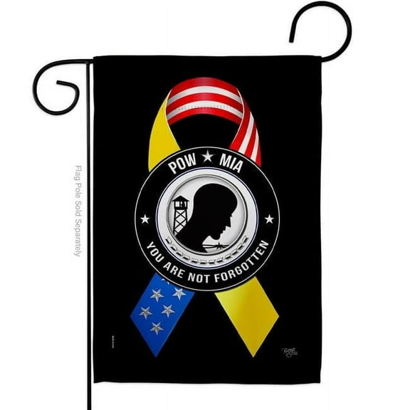 Breeze Decor G158663-BO 13 x 18.5 in. Support POW MIA Troops Garden Flag with Armed Forces Service Double-Sided Decorative Vertical Flags House Decoration Banner Yard Gift