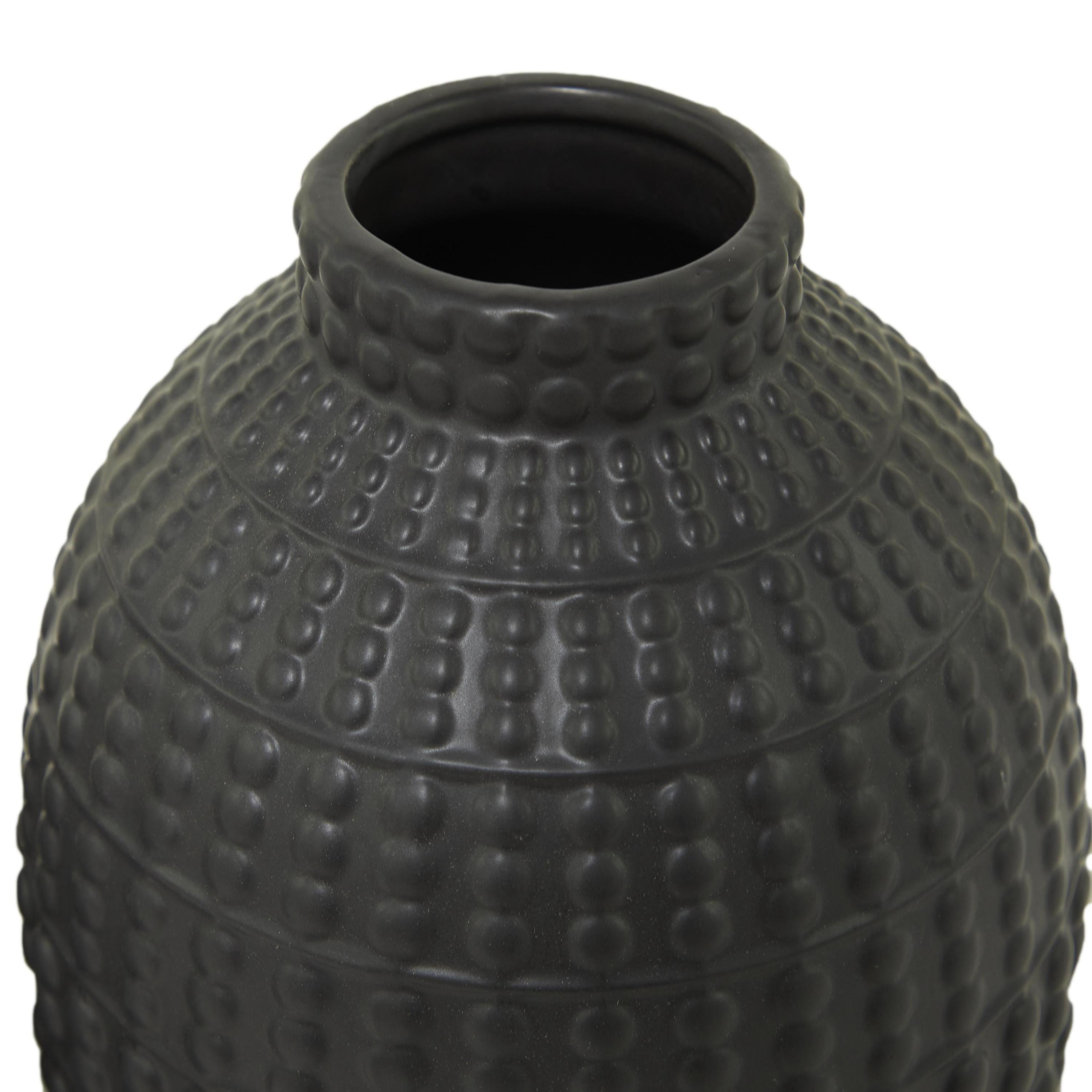 DecMode 16", 12"H Black Ceramic Vase, Set of 2