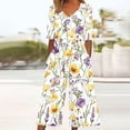 thumbnail image 2 of Edvintorg Overalls for Women Vintage Floral Printed Short Sleeve V Neck Back Zipper Wide Leg Jumpsuit with Pocket Summer Casual Loose Rompers for Women, 2 of 5