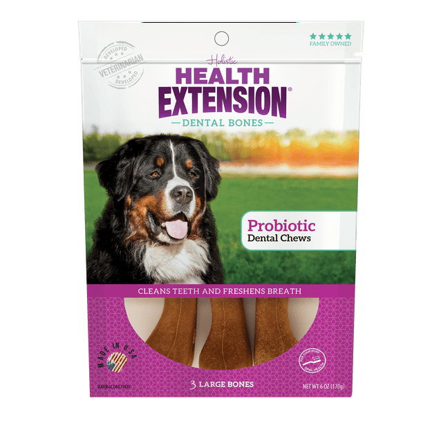 Health Extension Probiotic Dental Bones Dog Treats, Large, 6 Oz. (3