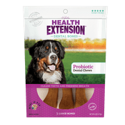 Health Extension Probiotic Dental Bones Dog Treats, Large, 6 Oz. (3 Count)