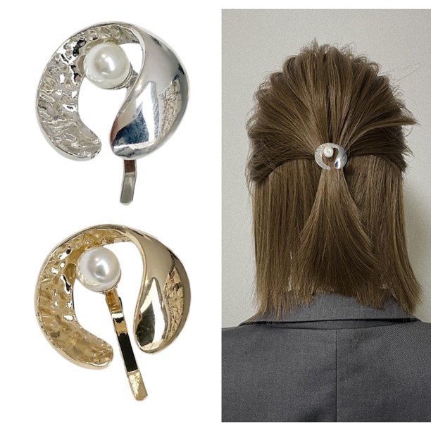 2 hebillas de cola de caballo doradas para mujer, puños de metal para el cabello, clip decorativo de metal para cola de caballo alta, puño de cola de caballo de metal dorado para vestir (estilo 4)
