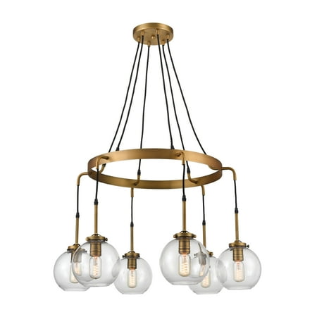 Brass Elk - Elk Transitional Mountain Creek 6-Light Pendant In Aged Brass D4346