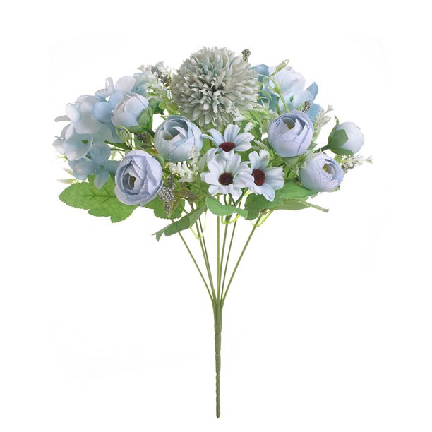 Artificial Flower Silk Cloth Fake Flower Bouquet Floral Decor Lake Blue Walmart Com Walmart Com
