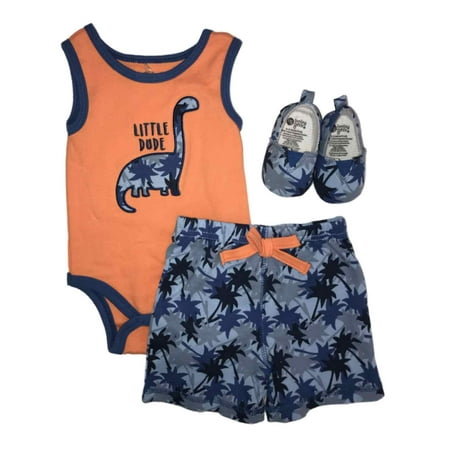 

Baby Gear Infant Boys Dinosaur Brontosaurus Baby Outfit Tropical Shoes Set