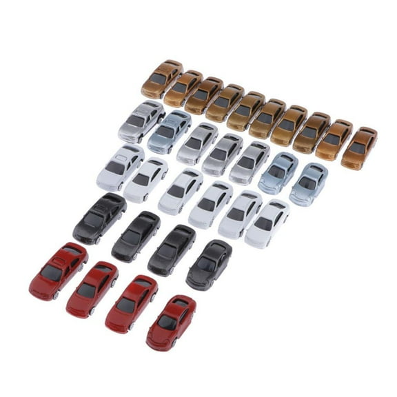 yotijay 30-Pack N Gauge 1:150 Scale Painted Model Cars for Parking Scenery Train Layout.