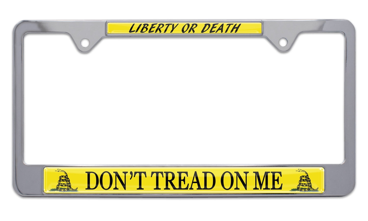 Don'T Tread On Me Black Steel Metal License Plate Frame Car Auto Tag Holder 