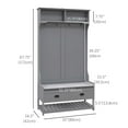 thumbnail image 3 of HOMCOM Banc à Chaussures Porte-Manteau, Arbre de Hall avec Banc et Rangement à Chaussures, Gris, 3 of 10