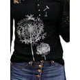 thumbnail image 4 of DYMADE Women Long Sleeve Knit Fabric Crew Neck Stiching Print Pullover Tunic T-Shirt, 4 of 4