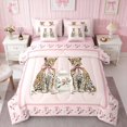 thumbnail image 2 of Erosebridal Leopard Pink Bow Vase Twin Bedding for Girls, Cheetah Animal Floral Vintage Bedding Comforter Set, Pink Reversible 7 Pieces, 2 of 6