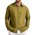 thumbnail image 5 of Men's Loose Classic Lapel Multi Pocket Button Down Long Sleeve Work Shirt for Spring Fall Industrial Style,Ginger,M, 5 of 7