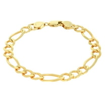Nuragold 10k Real Yellow Gold Solid Figaro Link 6.5mm Chain Bracelet (7"-9") Italian Jewelry for Men & Women