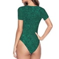 thumbnail image 4 of Daiia Teal Marble print Women's Crew Neck Short Sleeve Bodysuit Fashion Tops Fit Casual Basic Extender Bodysuit-Medium, 4 of 9