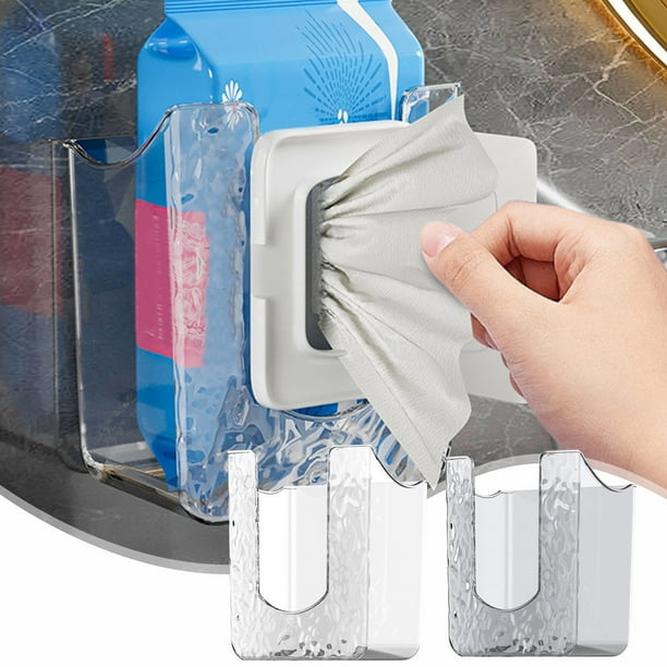 Fiudx Dispensador de Toallas de Papel de Pared, de Plástico Gris Transparente, Ideal para Baño, Cocina o Dormitorio, con Gran Apertura y Fácil Acceso. Tamaño: 14,5 X 12,5 X 8,4 Cm.