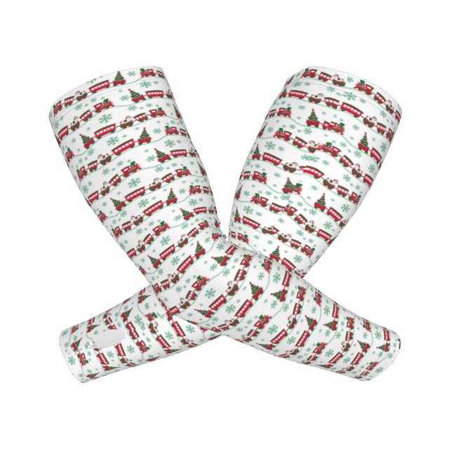 Fotbe Christmas Train Mangas para Brazos con Protección Solar UV- Cubrebrazos para Tatuajes – Mangas Deportivas Refrigerantes UPF 50 para Hombre y Mujer