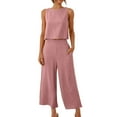 thumbnail image 2 of Cotton Linen Two Piece Sets for Women 2025 Wide Leg Two Piece Pants Set Casual Tank Tops Two Piece Outfits Summer Lounge Set, Limited Time Offer, Under 10 Dollars, 2 of 6