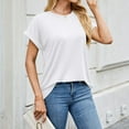 thumbnail image 2 of ZKCCNUK Summer Tops for Women Spring and Summer Solid Color Short Sleeved Round Neck Loose T-shirt Top, 2 of 8