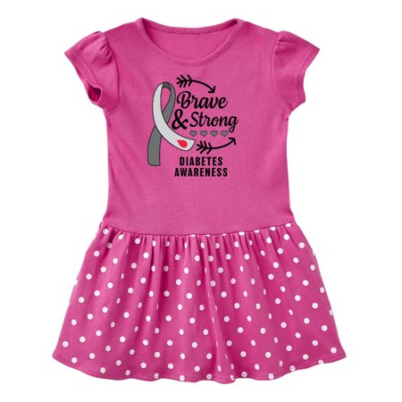 

Inktastic Diabetes Awareness Brave and Strong Gift Toddler Girl Dress