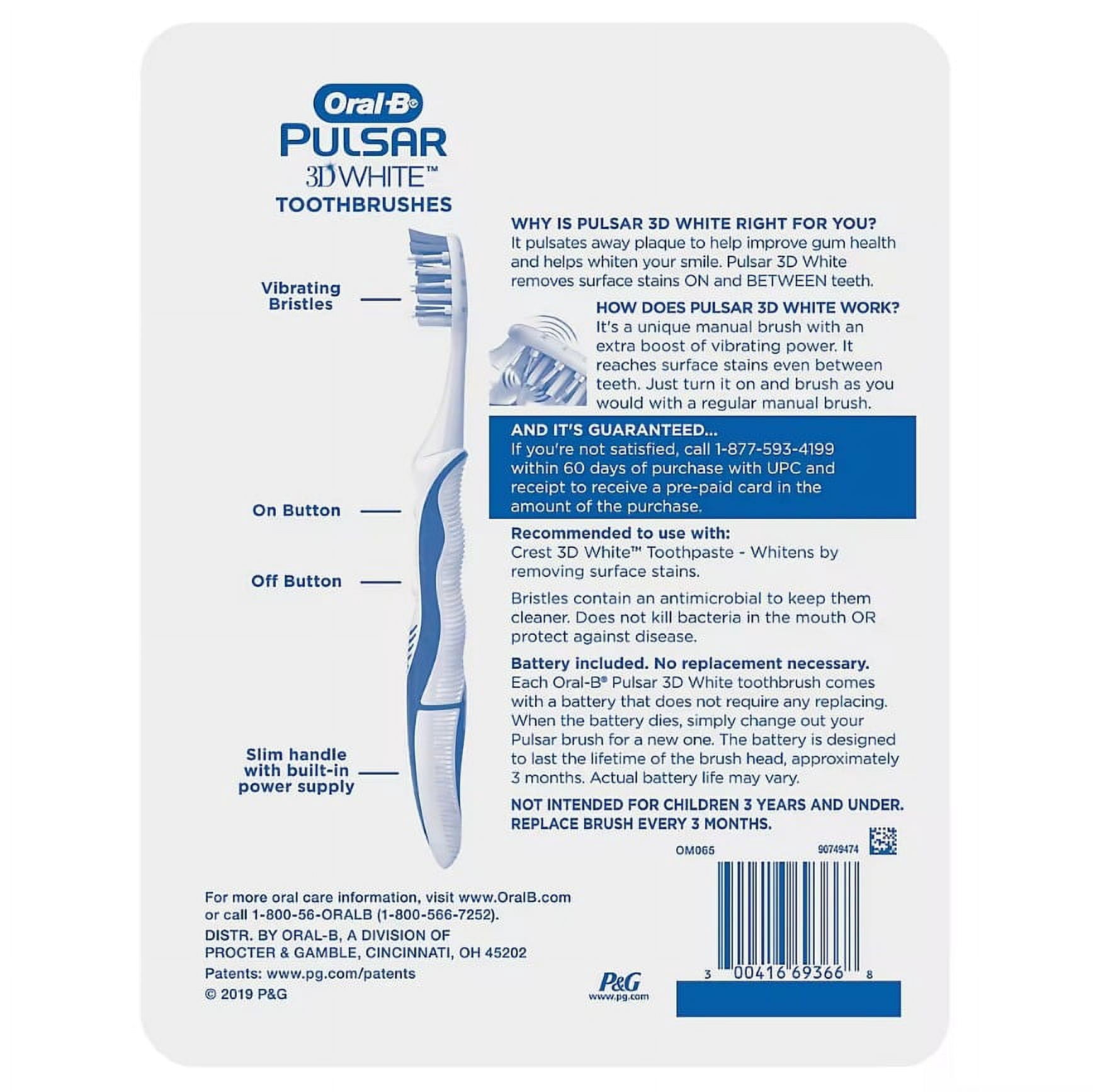 Oral-b 3d white pulsar electric toothbrush, soft, 4 ct