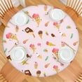 thumbnail image 2 of Ice Cream Theme Tablecloth Colorful Dessert and Sweet Treats Pattern Waterproof Round Table Cover for Summer Dining, 2 of 7
