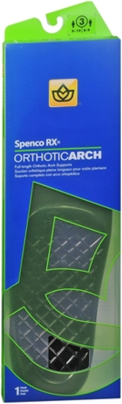 1 Pair each Spenco RX Full Length Orthotic Arch Supports Size 4 