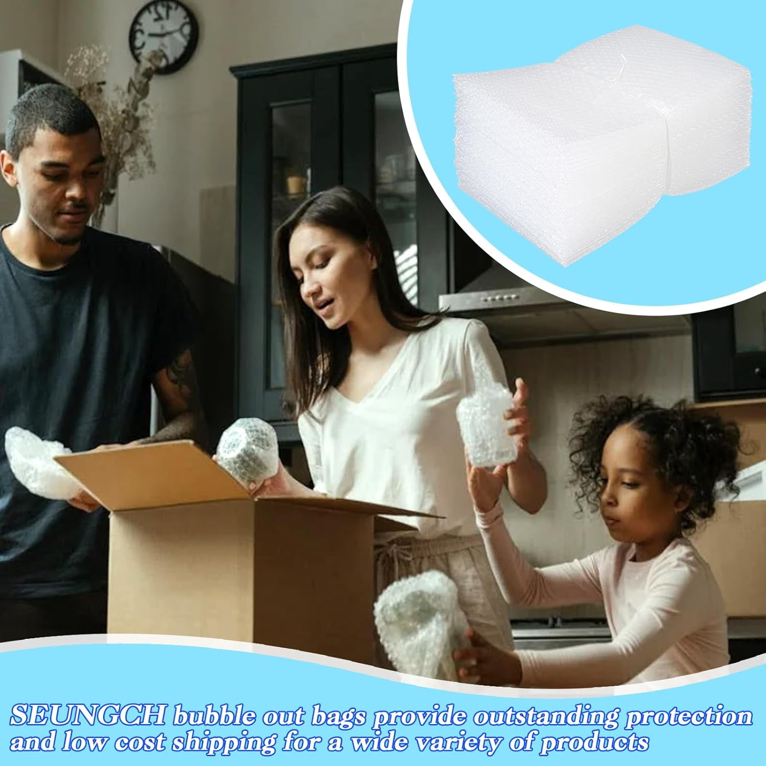 50 Pcs Bubble Pouch Wraps, 8"x12" Double Walled Clear Bubble Out Bags for Packing, Shipping, Storage, and Moving - Shockproof Cushioning Bags for Fragile Items