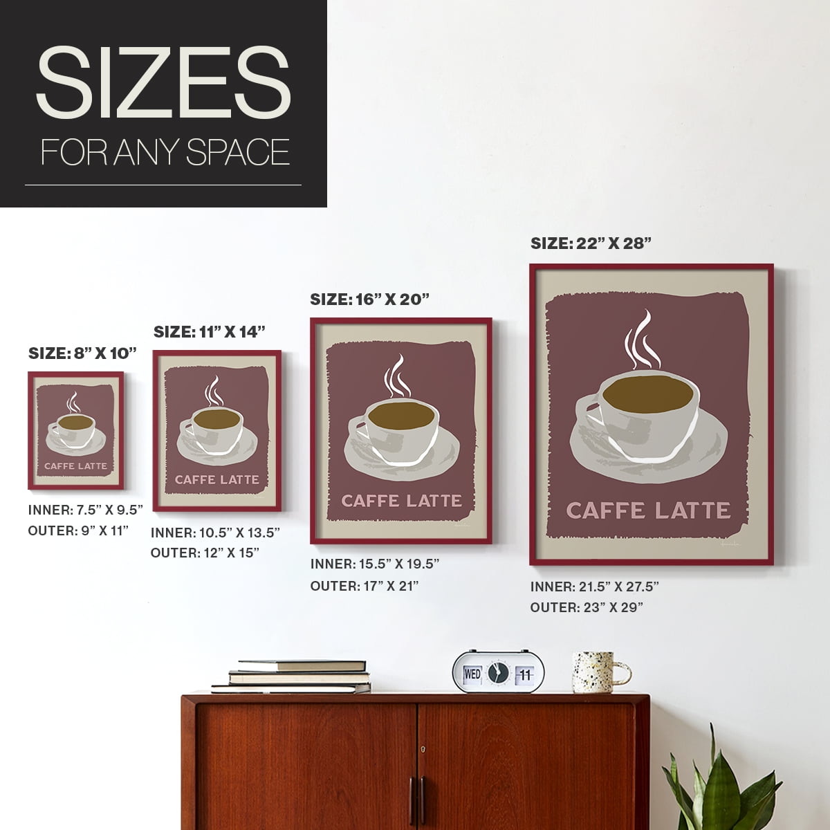 Modern Coffee III in Red Solid Wood 8 x 10 Framed Print