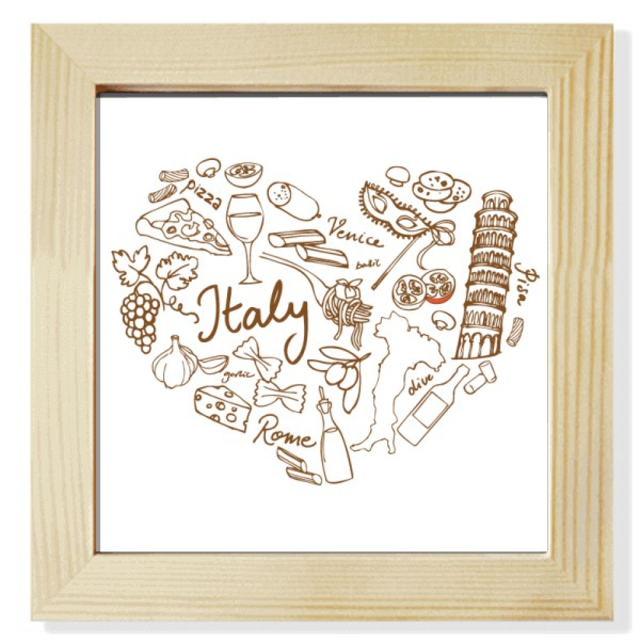 Love Wine Italy Grape Foods Square Picture Frame Wall Tabletop Display