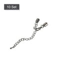 thumbnail image 3 of 10Sets 5mm Leather Cord End Caps with Lobster Clasps & Extender Chain for DIY, Metallic Black, 3 of 6