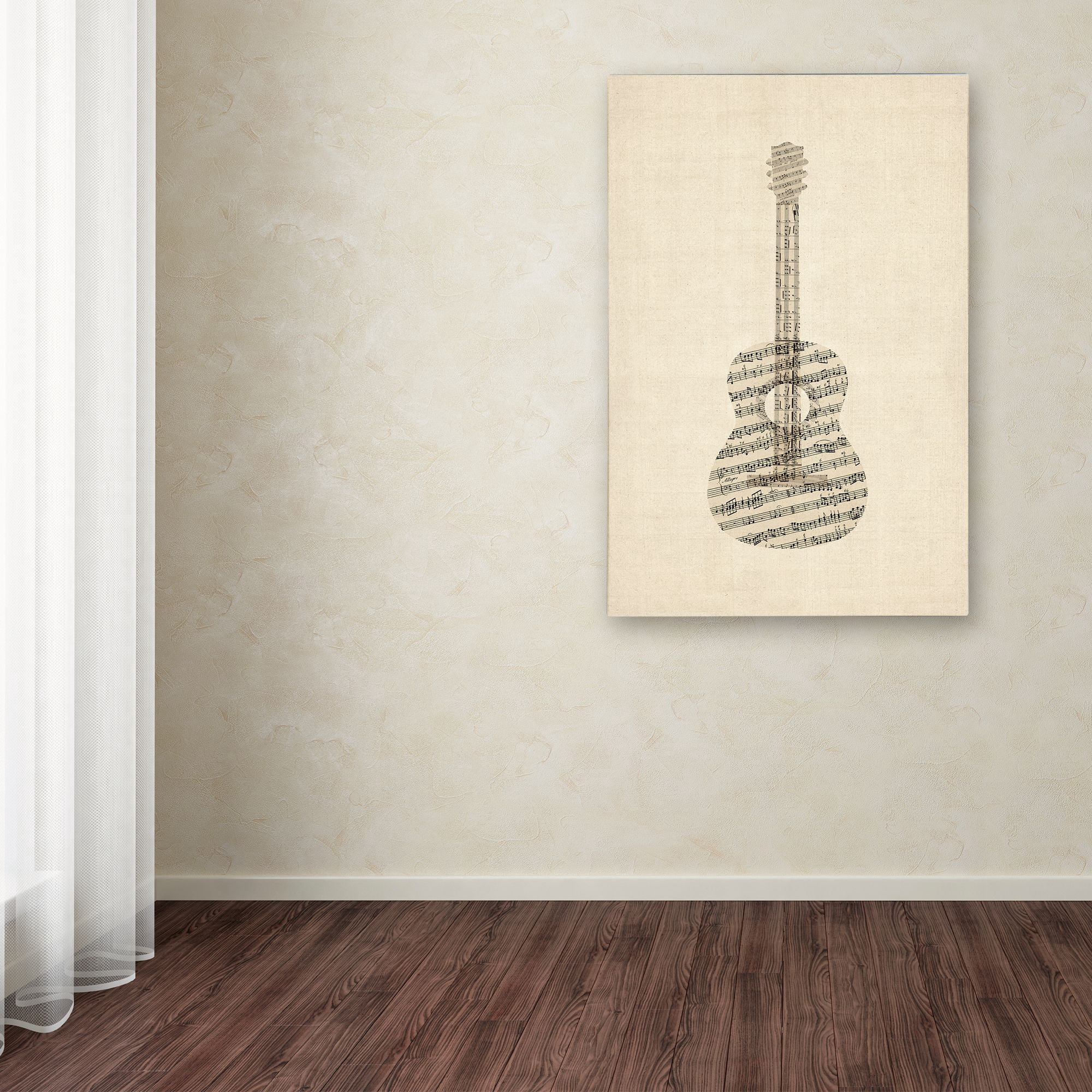 Trademark Fine Art "Acoustic Guitar Old Sheet Music" Canvas Art by Michael Tompsett