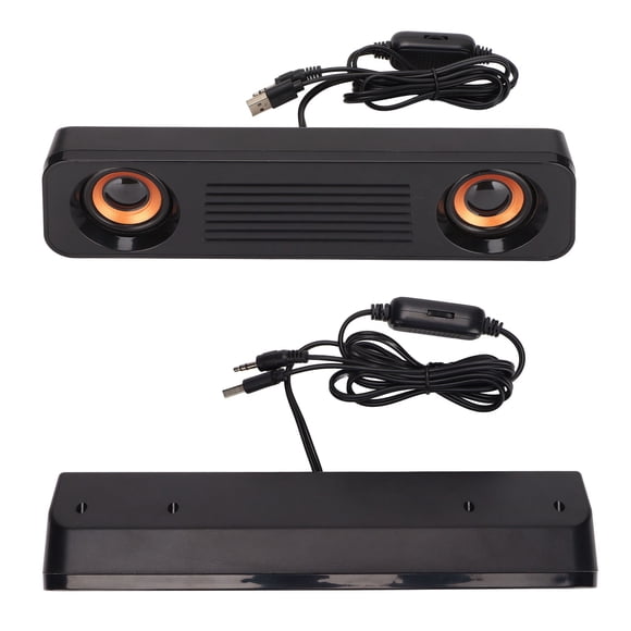 Speaker Wired Speaker HiFi Stereo Subwoofer USB Powered 3.5mm Plug Portable Desktop Long Speaker for TV Computer