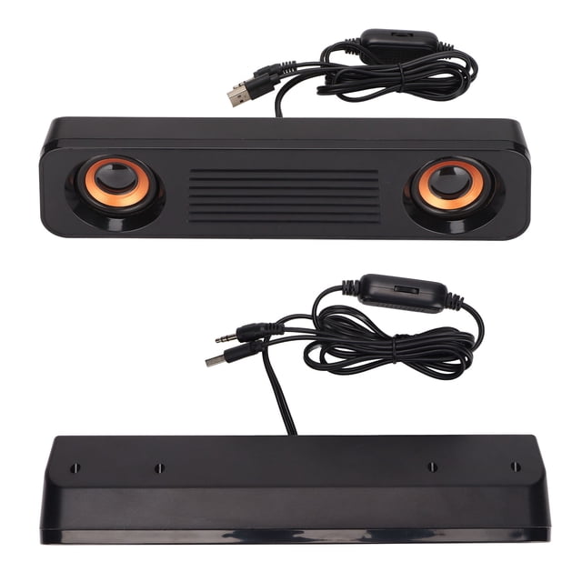 Speaker Wired Speaker HiFi Stereo Subwoofer USB Powered 3.5mm Plug Portable Desktop Long Speaker for TV Computer