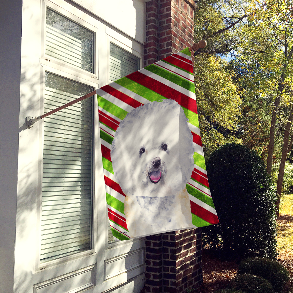 Carolines Treasures SC9322-FLAG-PARENT Bichon Frise Candy Cane Holiday Christmas Flag  multicolor