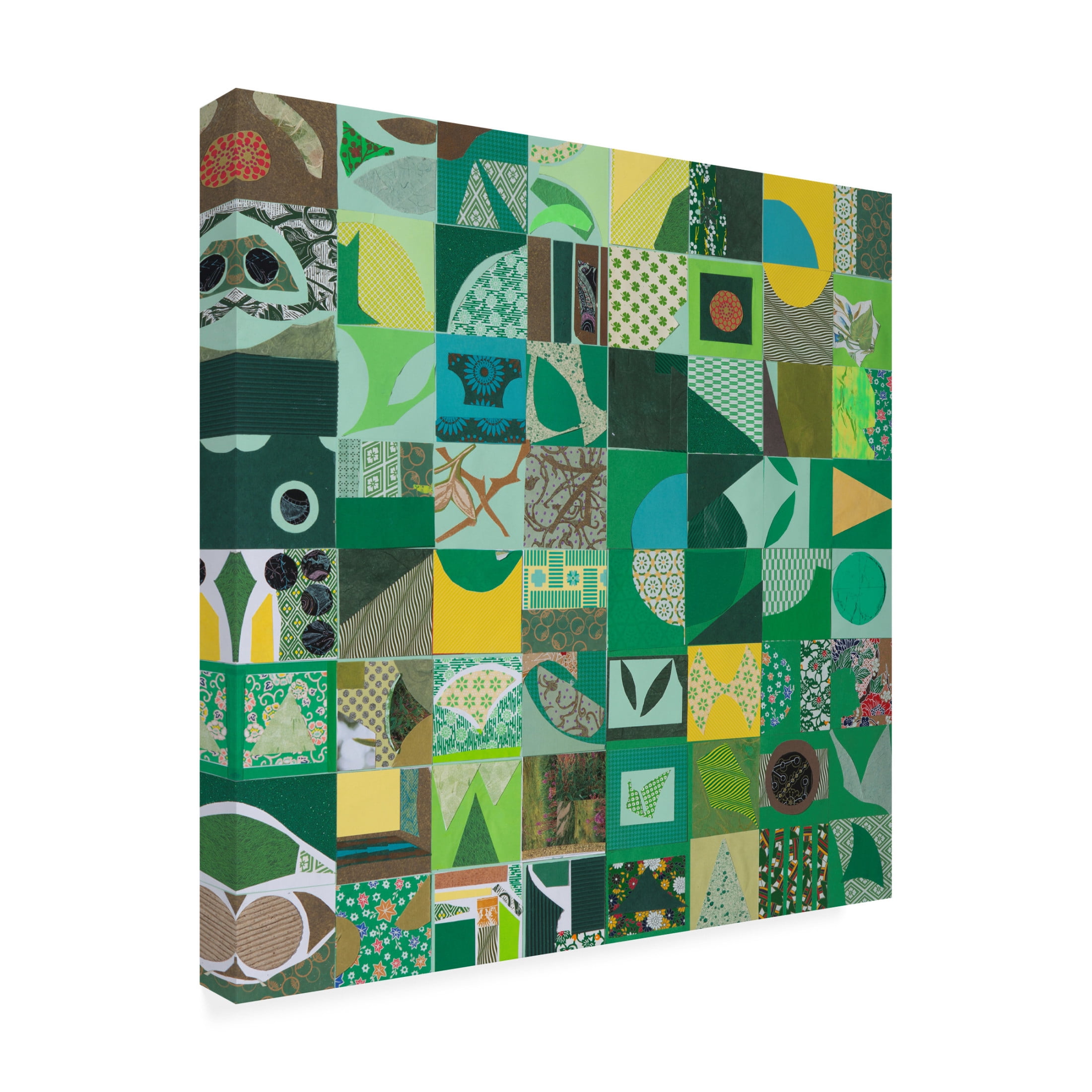Trademark Fine Art Pamela Fingado  Green Squares Canvas Wall Art