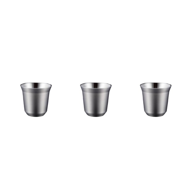 Bearachild Tazas de café Botella de doble pared Anti-escaldado 80ML Té Leche Agua Beber Taza Taza de aislamiento para oficina Plata Type1 NO1
