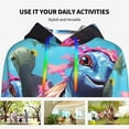 thumbnail image 4 of Fotbe Lively Cute Turtle Pattern Womens Long Sleeve Hoodie, Pullover Hooded Sweatshirt, Kangaroo Pocket Hoodie with Eye-catching Drawstrings-Large, 4 of 7