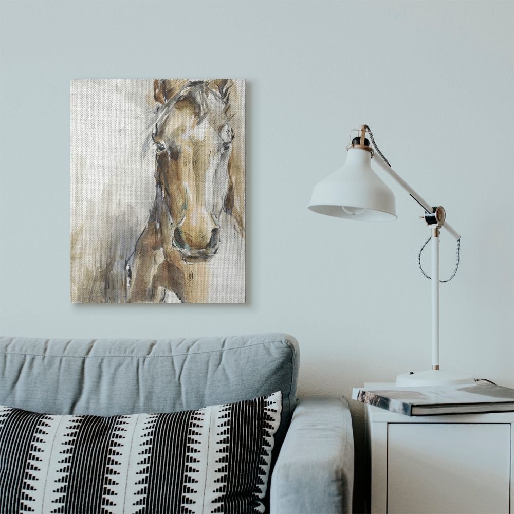 Stupell Home Décor Horse Portrait Orange Brown Animal Watercolor Painting Canvas Wall Art by Ethan Harper