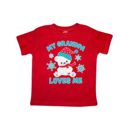 

Inktastic Polar Bear My Grandpa Loves Me in Santa Hat with Snowflakes Gift Toddler Boy or Toddler Girl T-Shirt