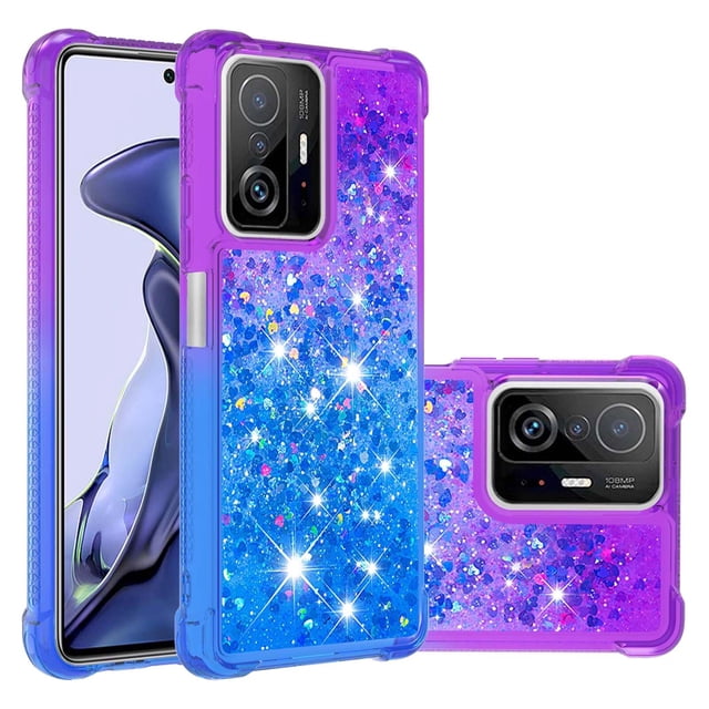 Funda para Xiaomi 11T/11T Pro 5G Transparente con Brillos Carcasa Protectora Antigolpes con Glitter Brillante
