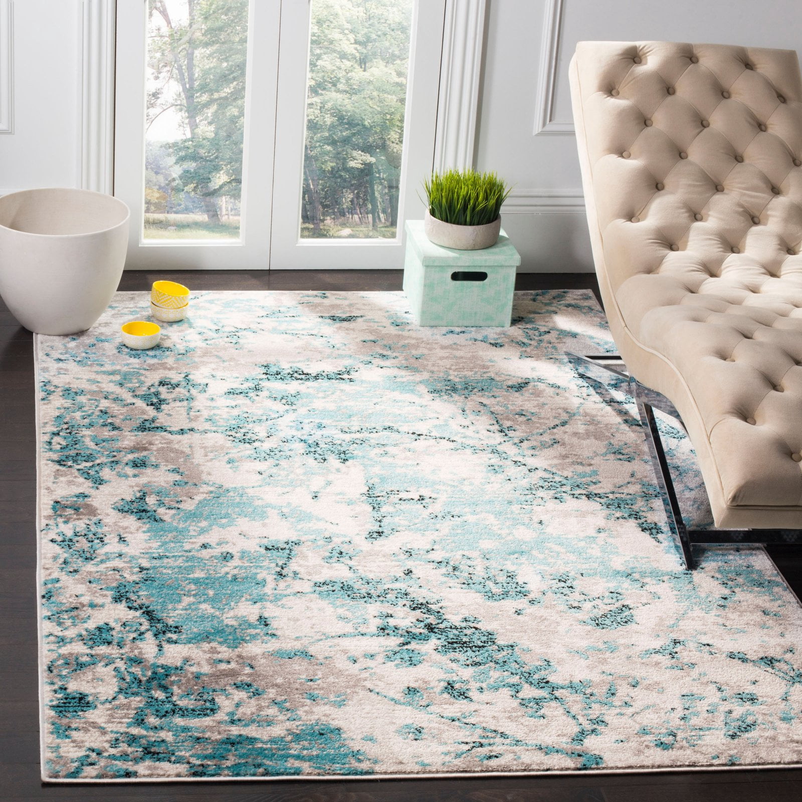 SAFAVIEH Skyler Joisse Abstract Area Rug, Charcoal/Ivory, 5'1" x 7'6"