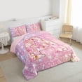thumbnail image 3 of Feelyou Chic Pink Monogrammed A Bedding Comforter Set, Glitter Mermaid Scale Twin Comforter Sets, Dreamy Princess Cartoon Reversible Bedding Set, Breathable Home Decor, 2pcs, 3 of 8