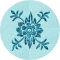 thumbnail image 1 of Ahgly Company Machine Washable Indoor Round Transitional Electric Blue Area Rugs, 3' Round, 1 of 7
