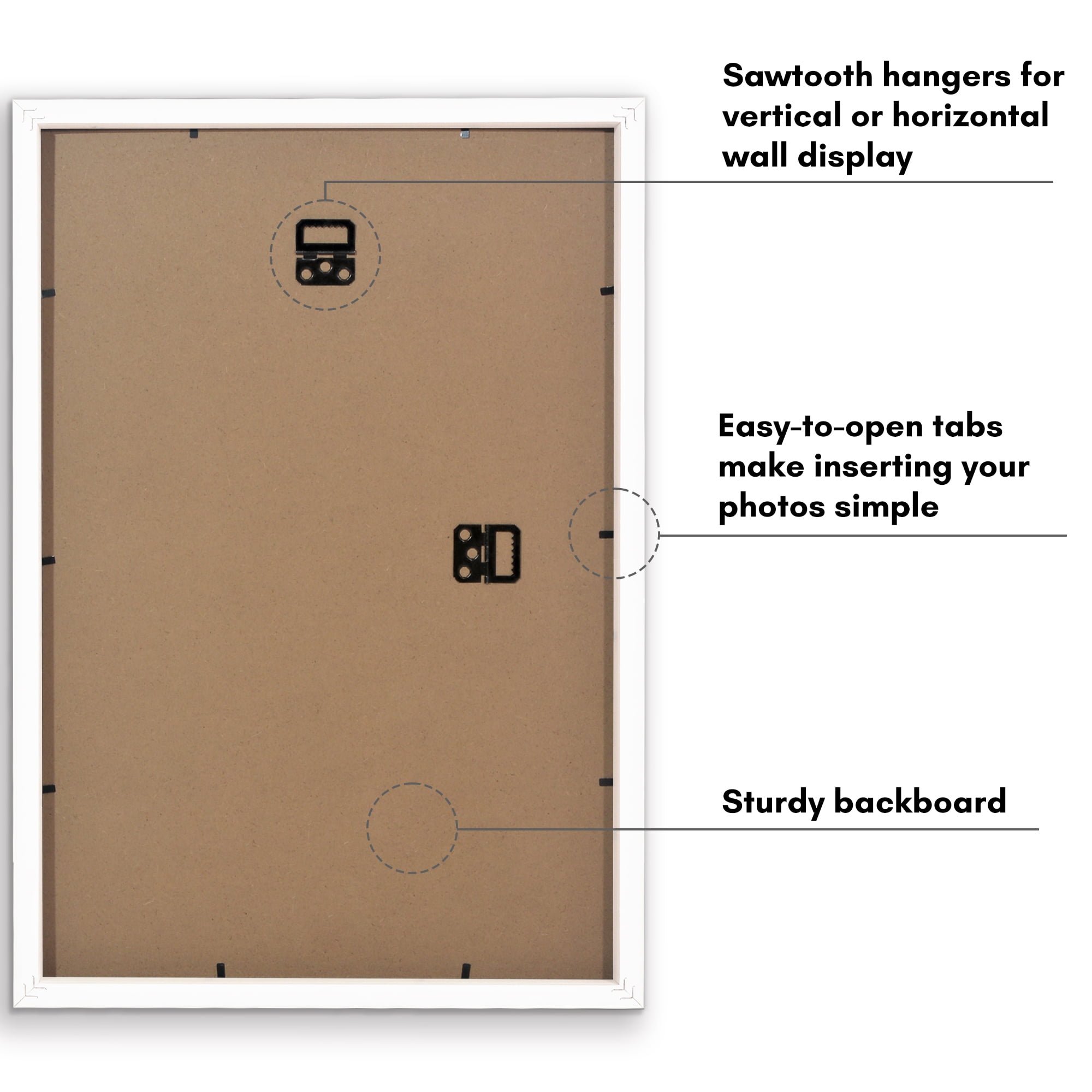 Americanflat 12" x 18" Gallery-Style Picture Frame with Mat to Secure Artwork, Prints, and Photos - White