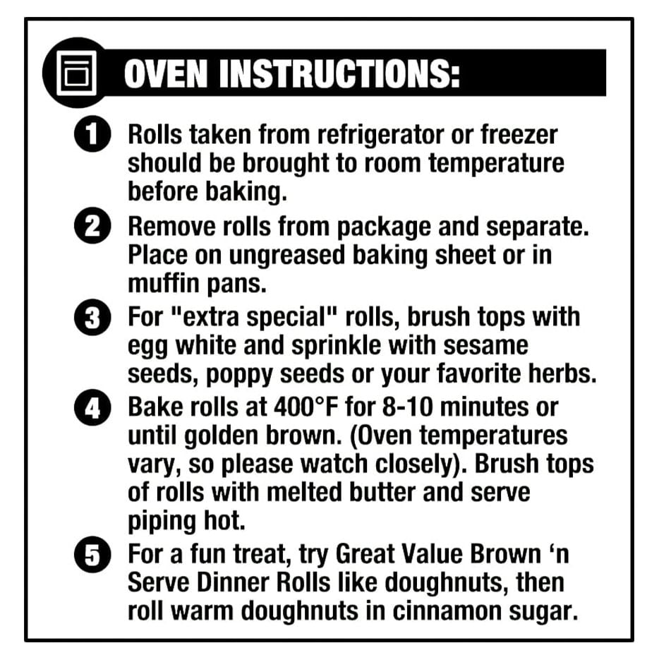 Great Value Brown and Serve White Dinner Rolls, 12 oz, 12 Count